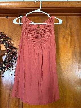 Maurices Coral Crochet Yoke Sleeveless Tee
